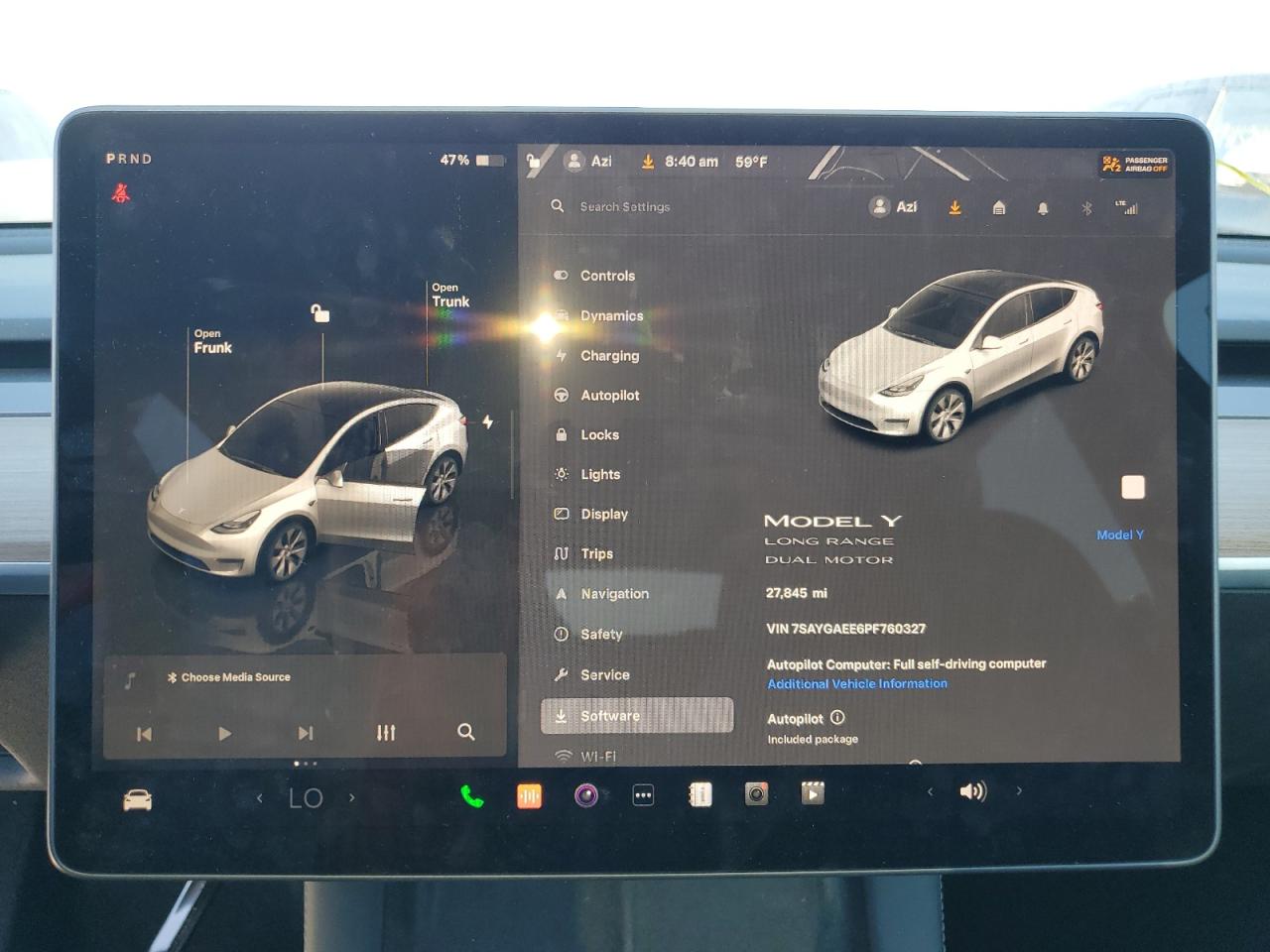 2023 TESLA MODEL Y  VIN:7SAYGAEE6PF760327