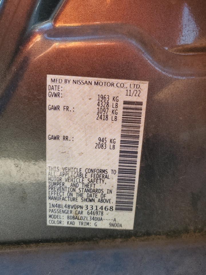2023 NISSAN ALTIMA S VIN:1N4BL4BV0PN331468