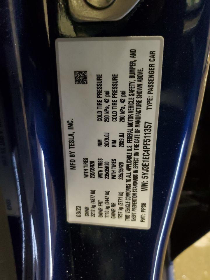 2023 TESLA MODEL 3  VIN:5YJ3E1EC4PF511357