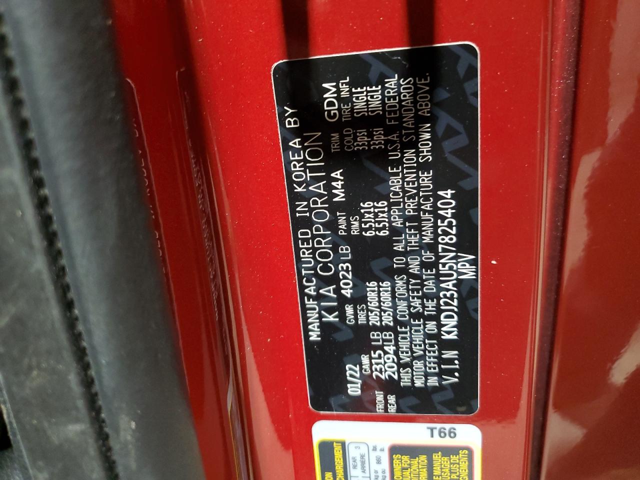 2022 KIA SOUL LX VIN:KNDJ23AU5N7825404