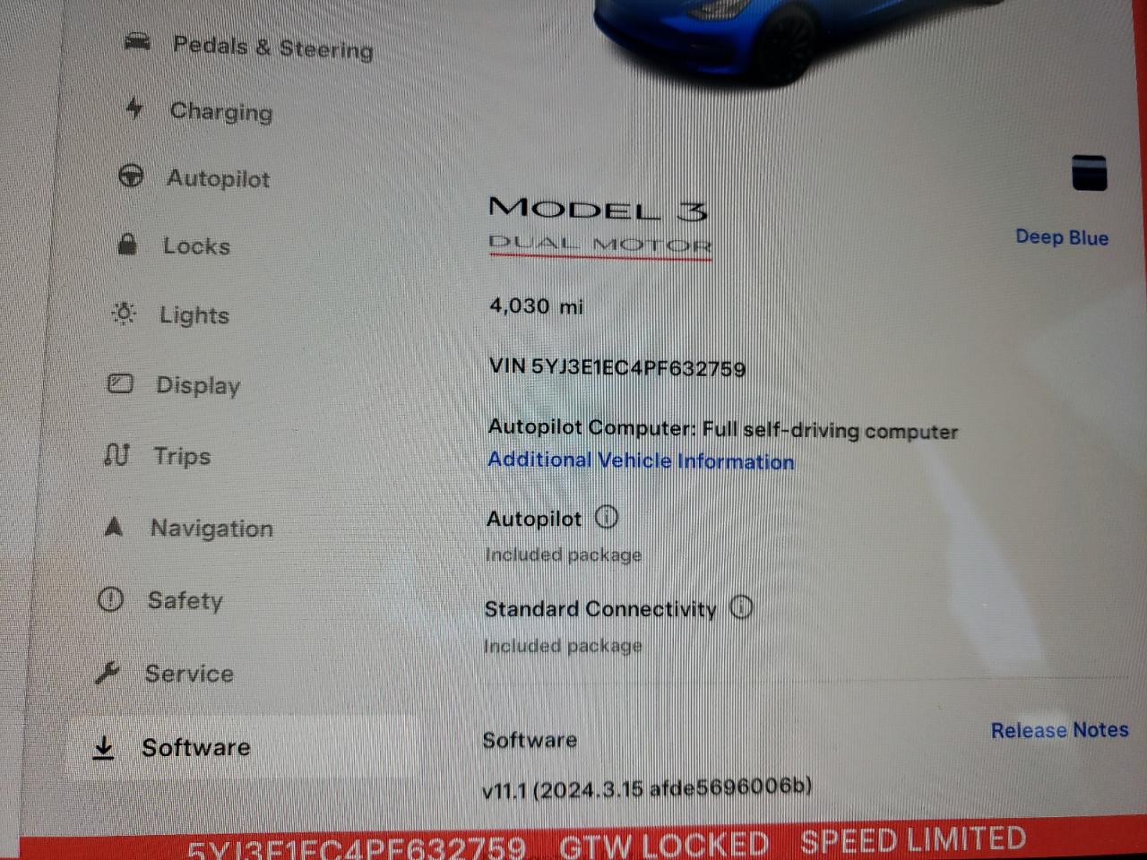 2023 TESLA MODEL 3  VIN:5YJ3E1EC4PF632759