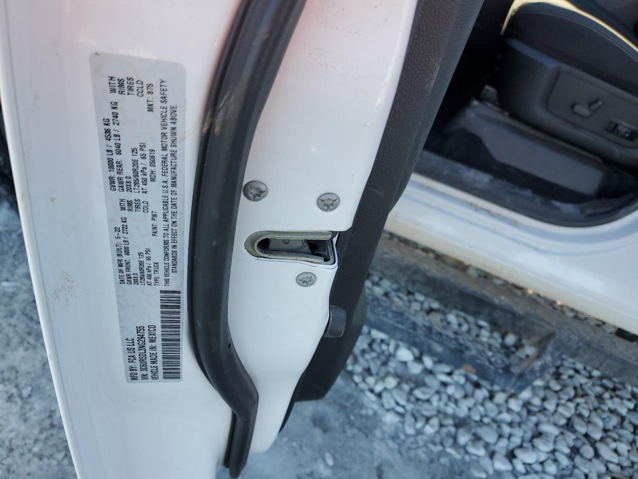 2022 RAM 2500 BIG HORN/LONE STAR VIN:3C6UR5DL3NG294755