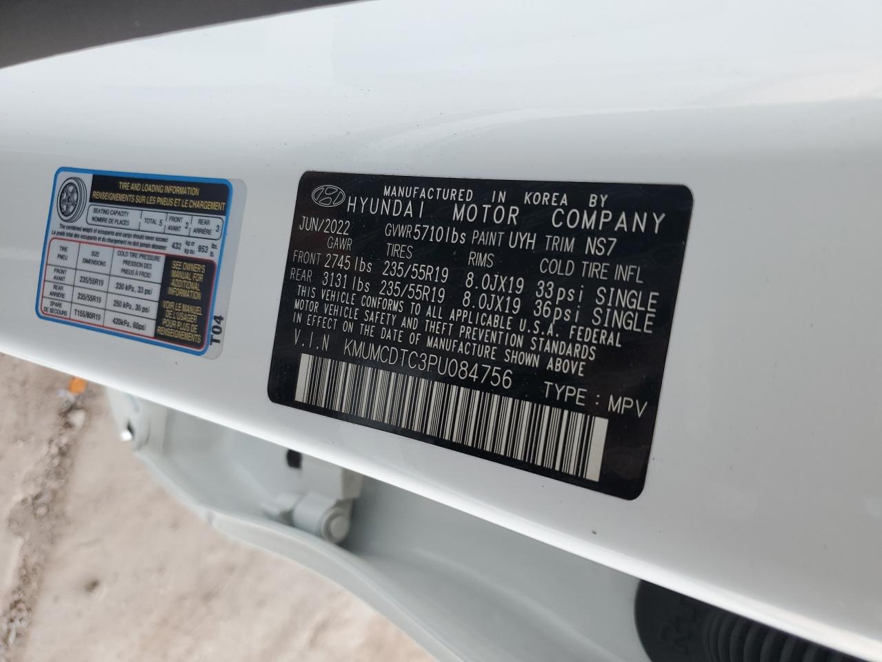 2023 GENESIS GV70 BASE VIN:KMUMCDTC3PU084756