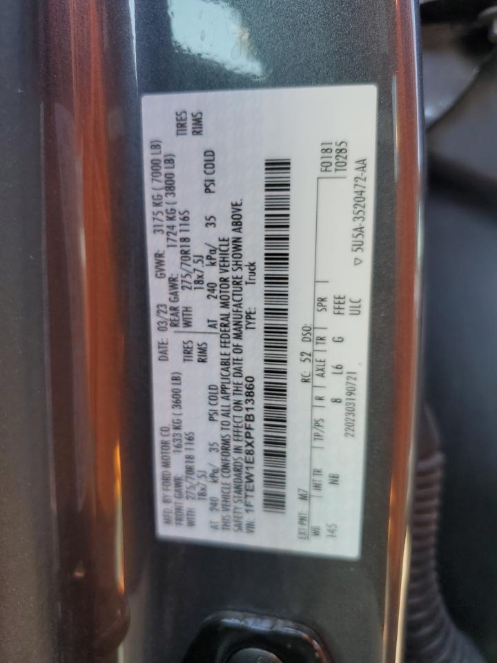 2023 FORD F150 SUPERCREW VIN:1FTEW1E8XPFB13860