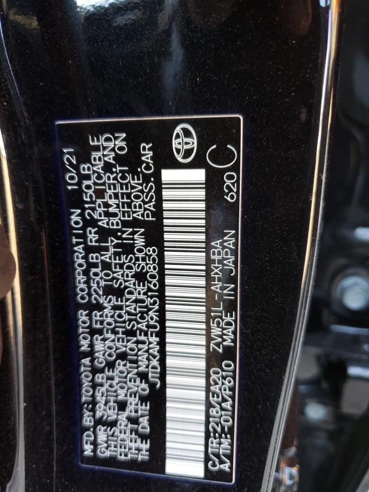 2022 TOYOTA PRIUS NIGHT SHADE VIN:JTDKAMFU9N3160858