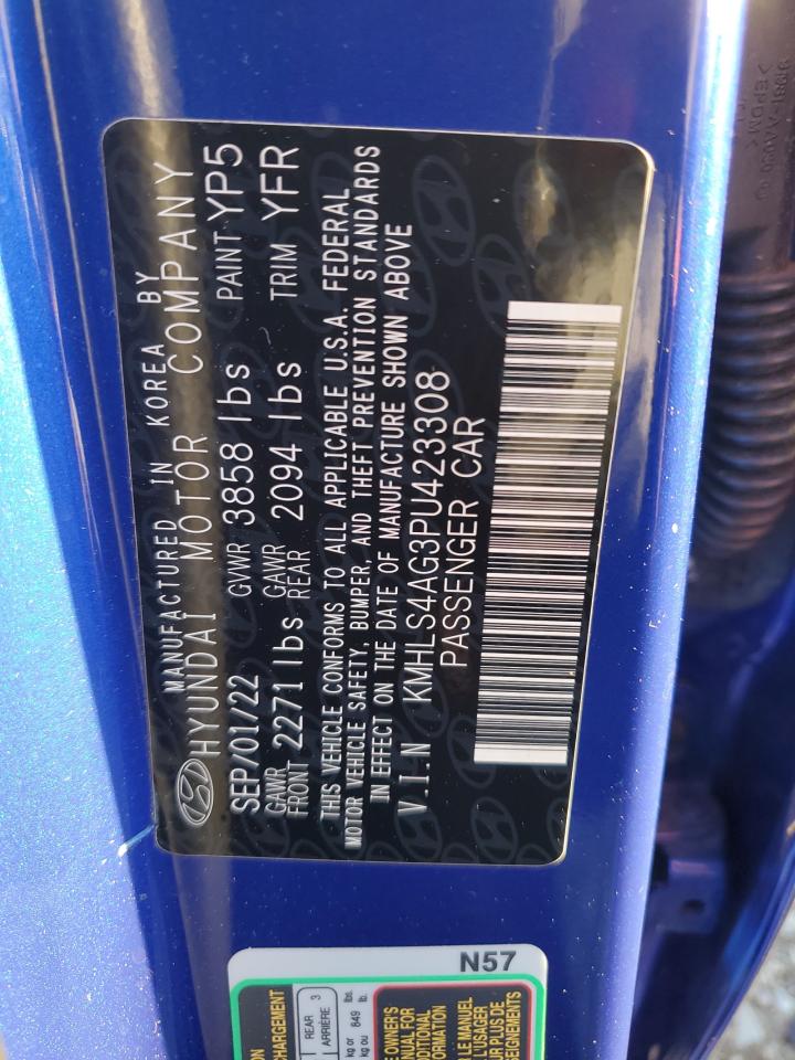 2023 HYUNDAI ELANTRA SEL VIN:KMHLS4AG3PU423308