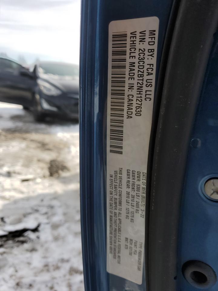 2022 DODGE CHALLENGER R/T VIN:2C3CDZBT2NH127630