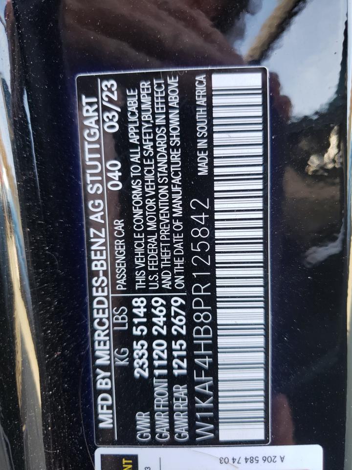 2023 MERCEDES-BENZ C 300 4MATIC VIN:W1KAF4HB8PR125842