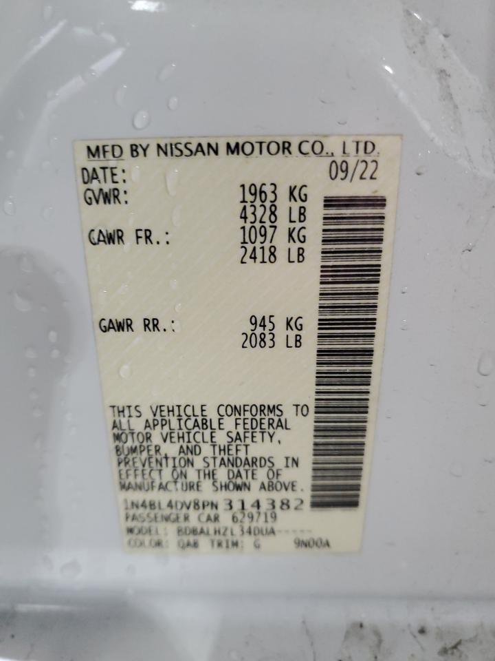 2023 NISSAN ALTIMA SV VIN:1N4BL4DV8PN314382