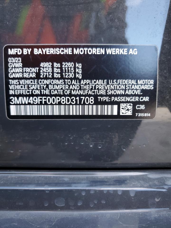 2023 BMW M340XI  VIN:3MW49FF00P8D31708