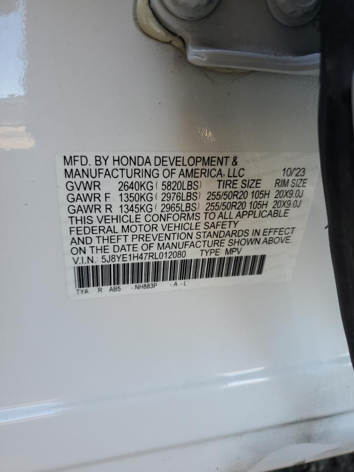 2024 ACURA MDX TECHNOLOGY VIN:5J8YE1H47RL012080