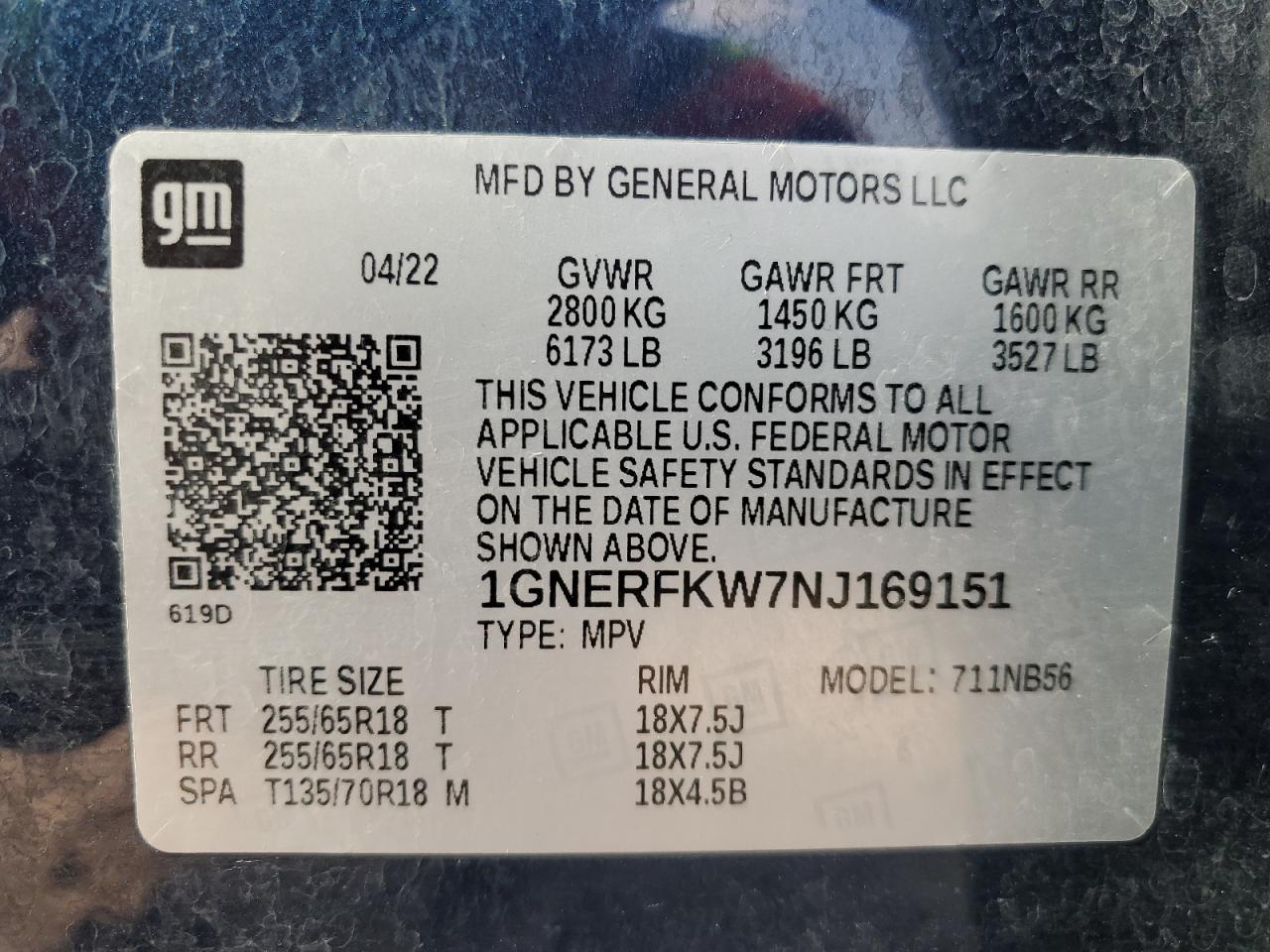 2022 CHEVROLET TRAVERSE LS VIN:1GNERFKW7NJ169151