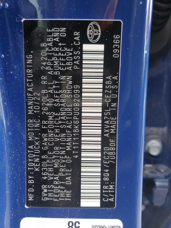 2023 TOYOTA CAMRY SE NIGHT SHADE VIN:4T1T11BK6PU082099