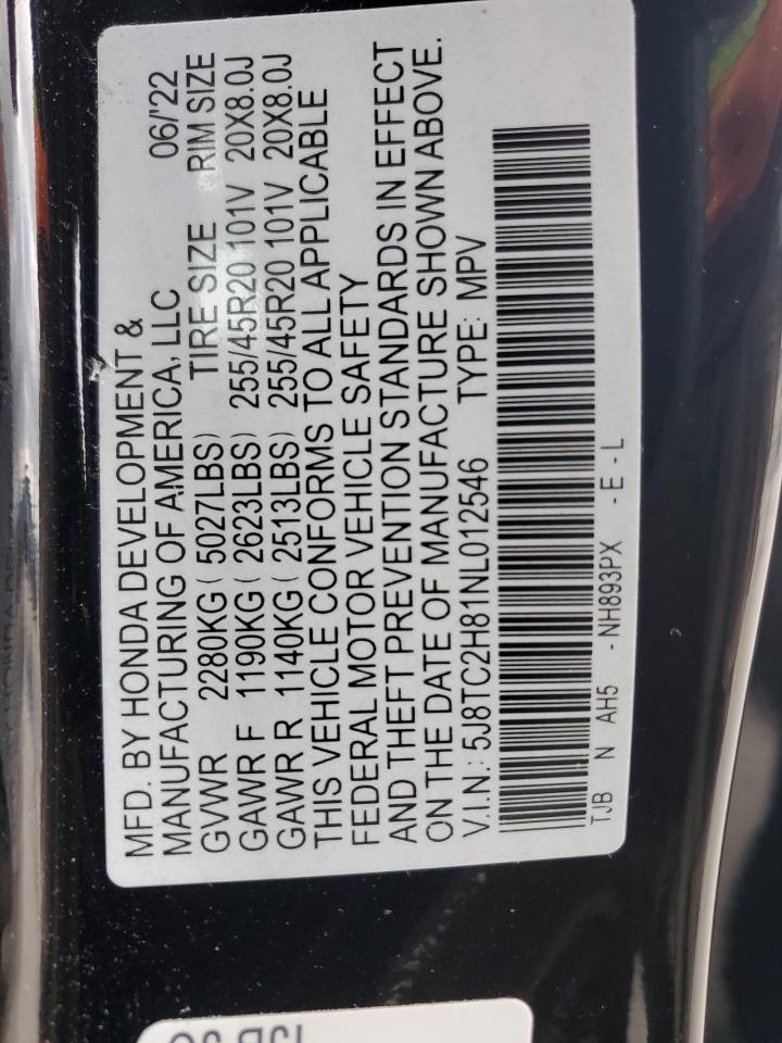 2022 ACURA RDX A-SPEC ADVANCE VIN:5J8TC2H81NL012546