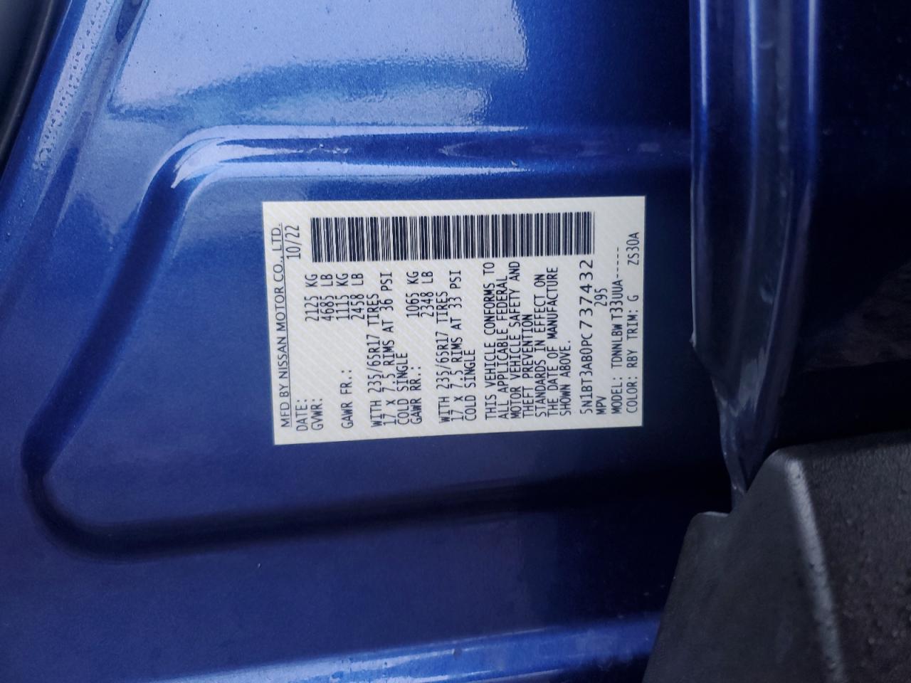 2023 NISSAN ROGUE S VIN:5N1BT3AB0PC737432
