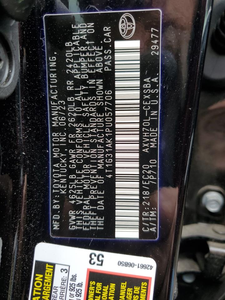 2023 TOYOTA CAMRY SE NIGHT SHADE VIN:4T1G31AK1PU057706