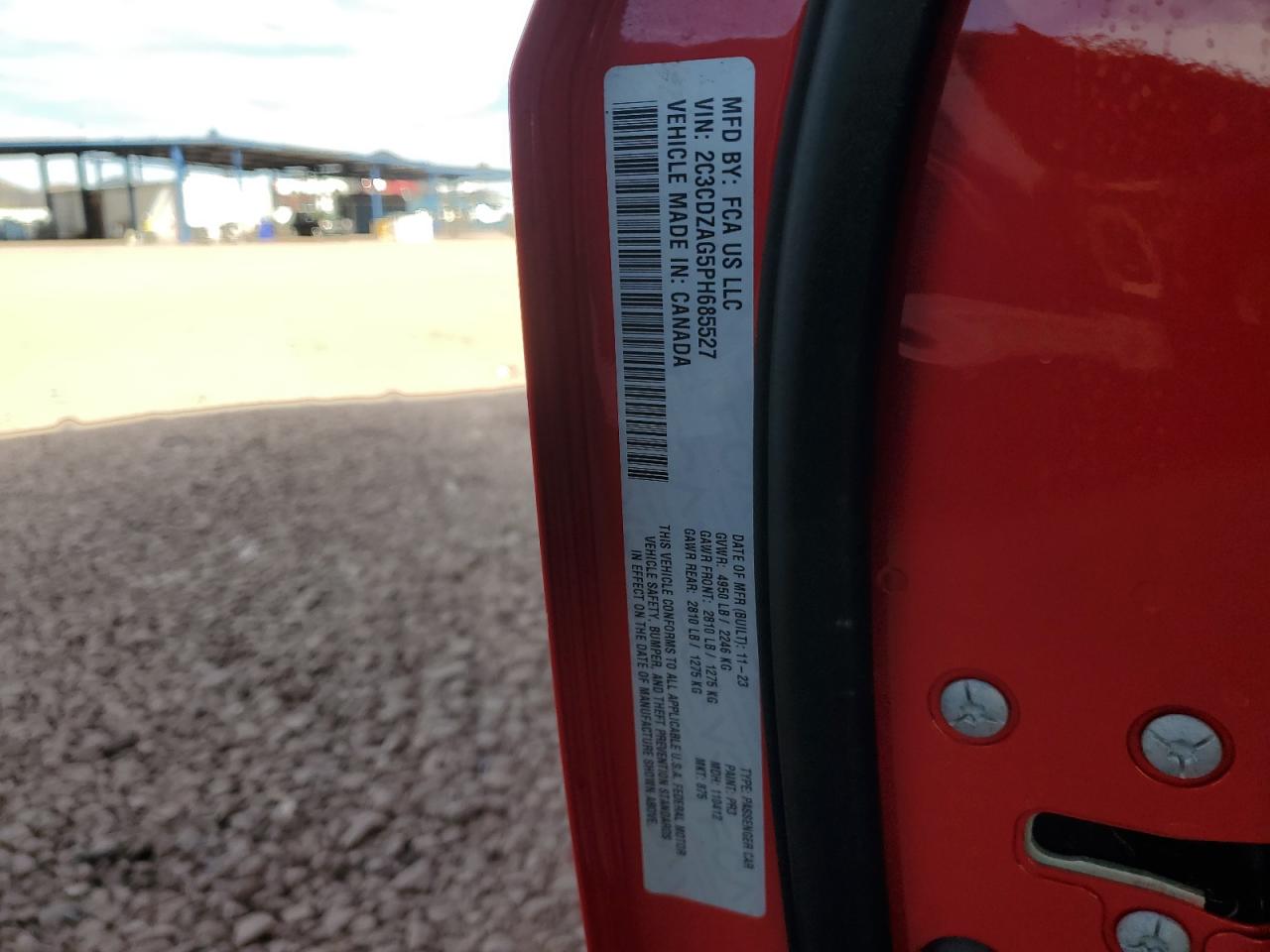 2023 DODGE CHALLENGER SXT VIN:2C3CDZAG5PH685527