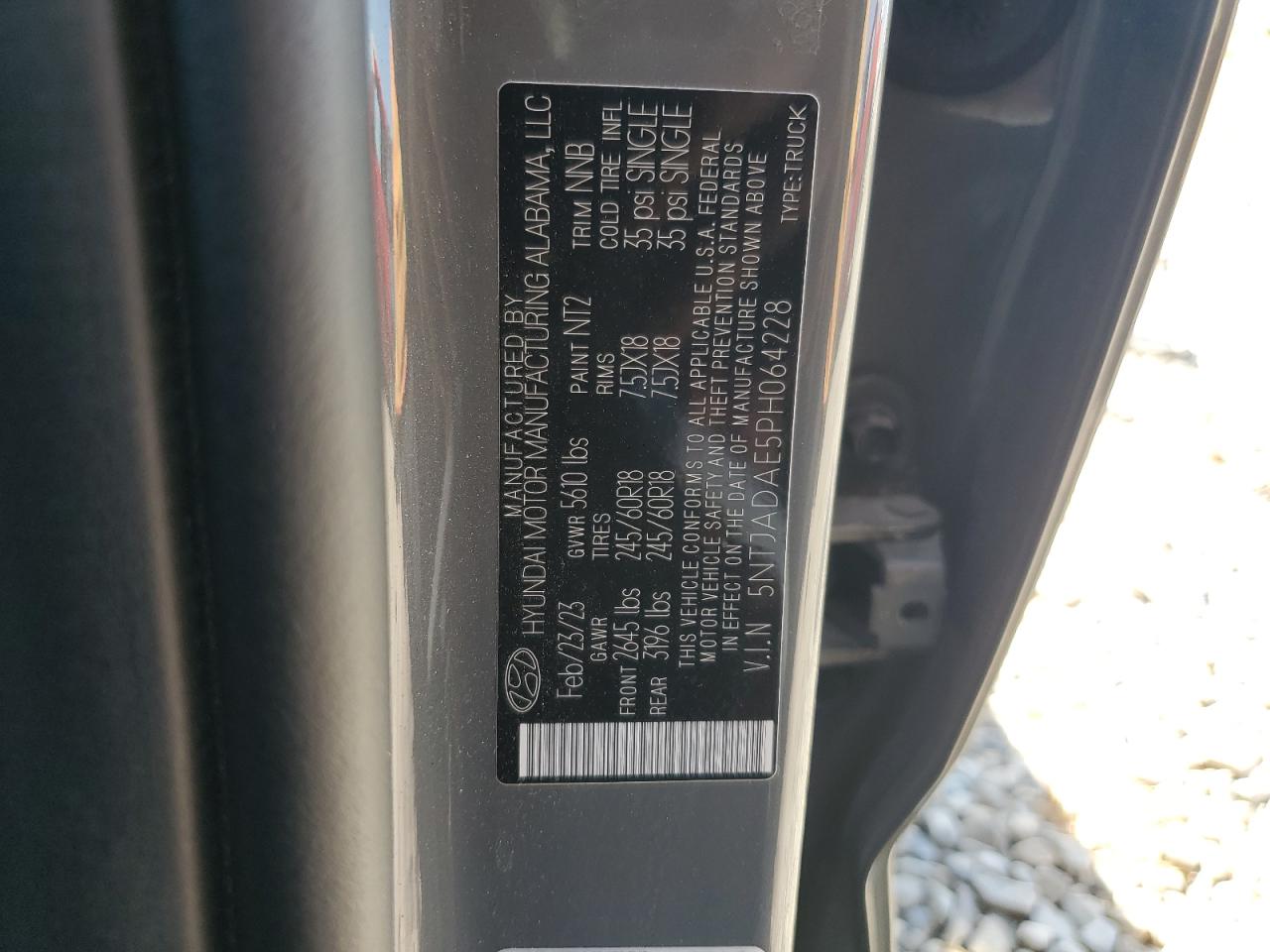 2023 HYUNDAI SANTA CRUZ SE VIN:5NTJADAE5PH064228