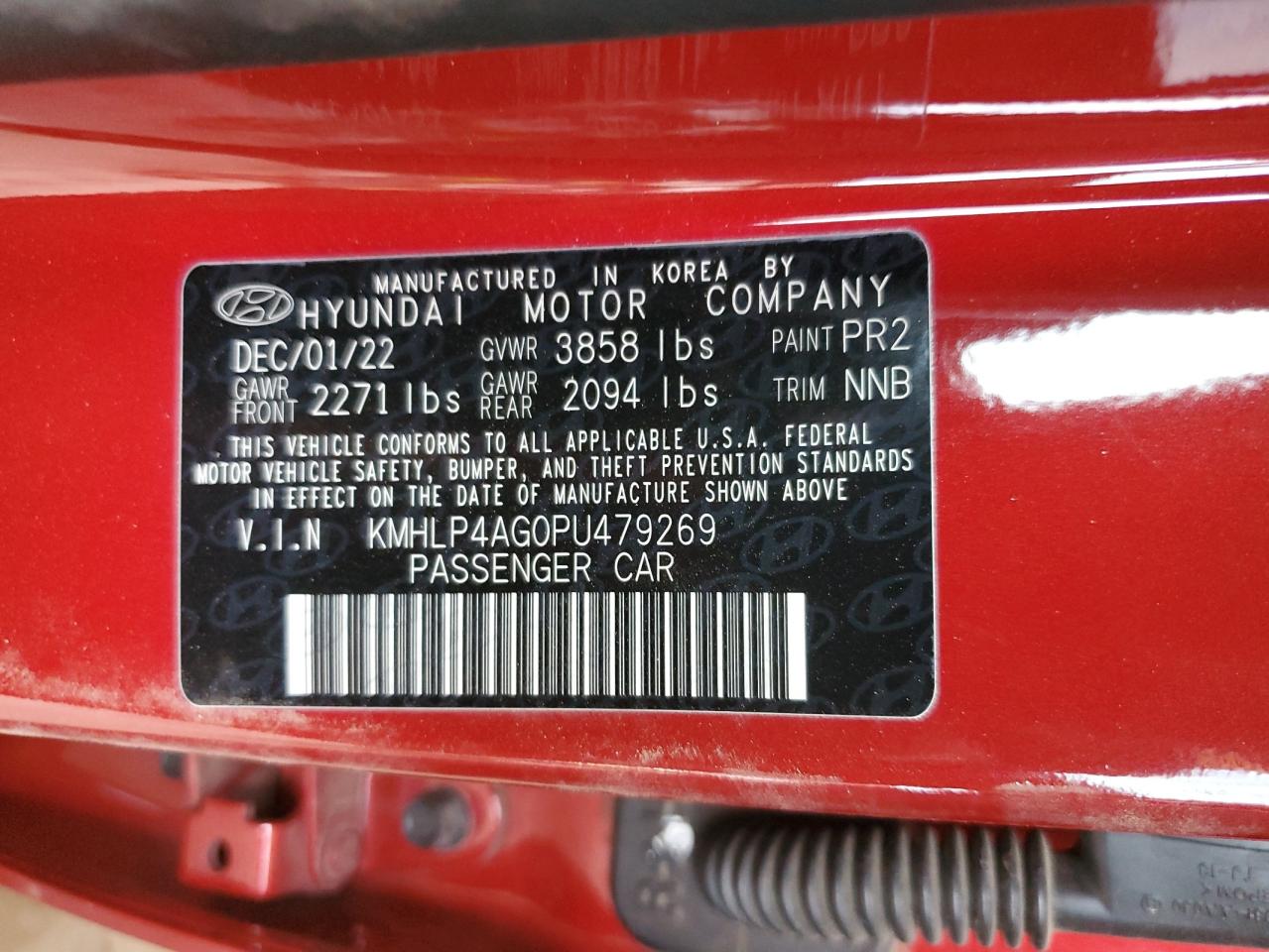 2023 HYUNDAI ELANTRA LIMITED VIN:KMHLP4AG0PU479269