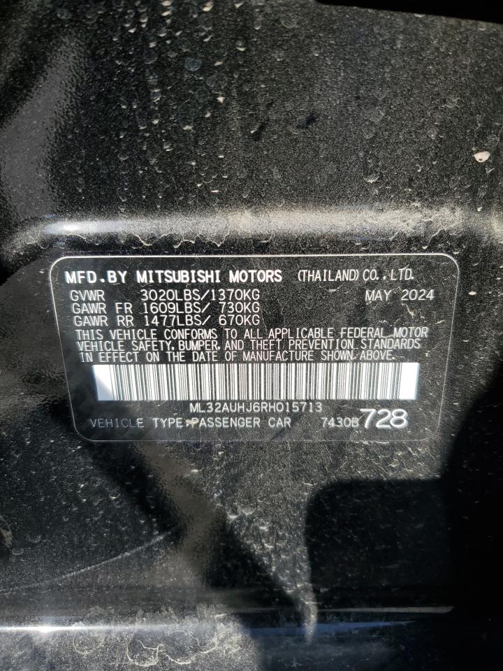 2024 MITSUBISHI MIRAGE ES VIN:ML32AUHJ6RH015713