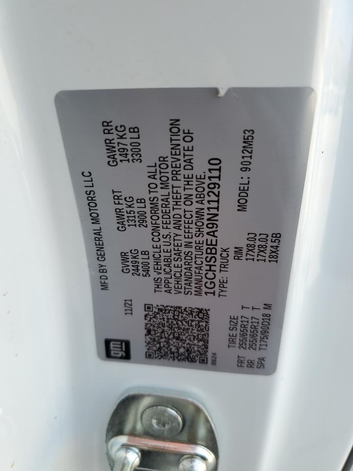 2022 CHEVROLET COLORADO  VIN:1GCHSBEA9N1129110