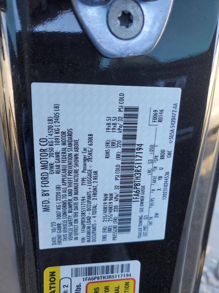 2024 FORD MUSTANG  VIN:1FA6P8TH3R5117194