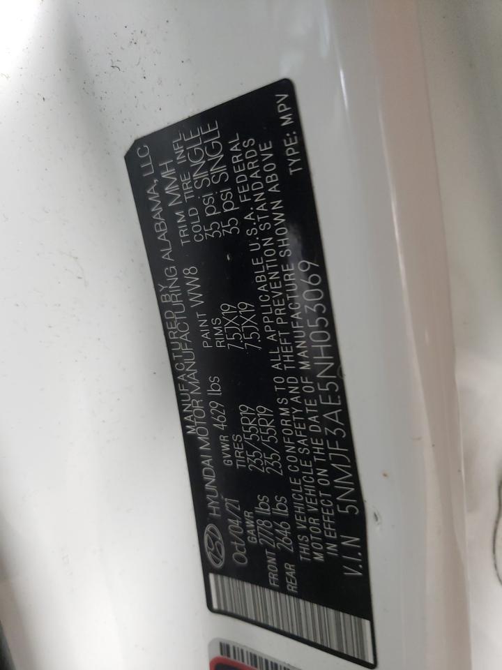 2022 HYUNDAI TUCSON SEL VIN:5NMJF3AE5NH053069