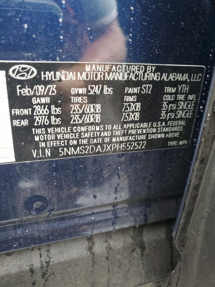 2023 HYUNDAI SANTA FE SEL VIN:5NMS2DAJXPH552522