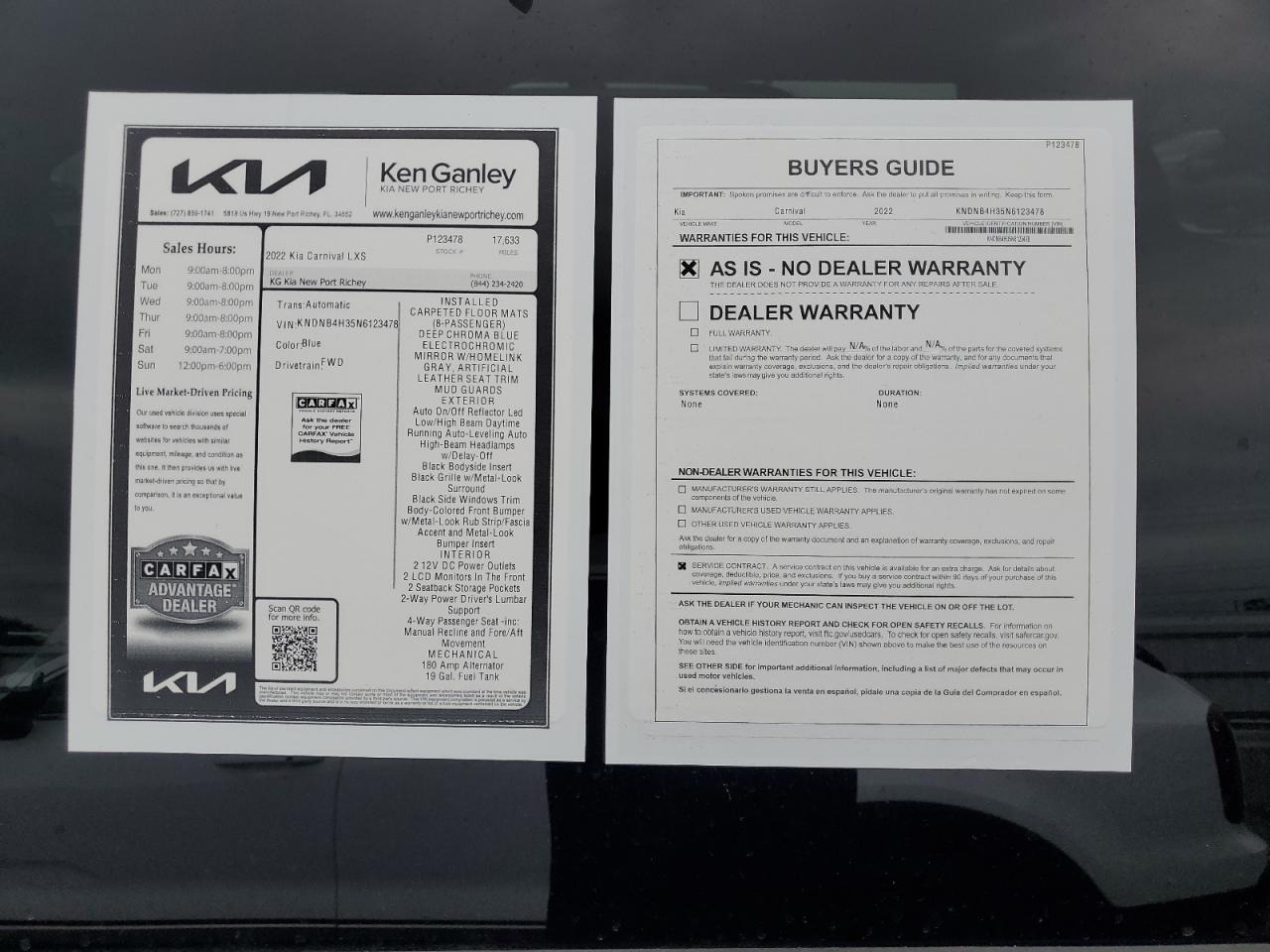 2022 KIA CARNIVAL LX VIN:KNDNB4H35N6123478
