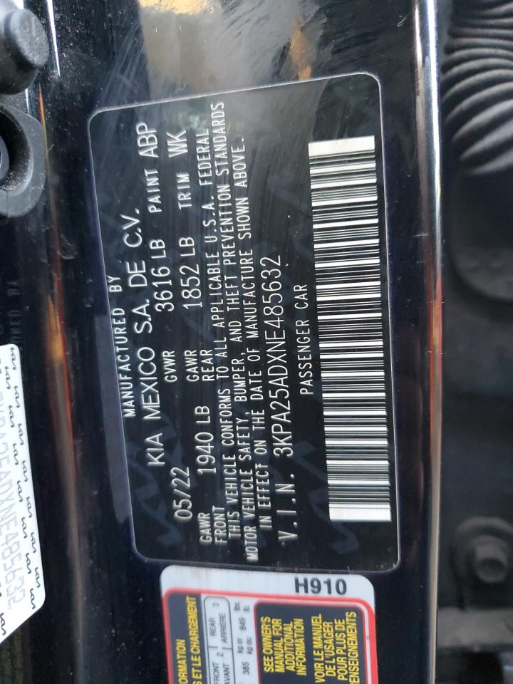 2022 KIA RIO S VIN:3KPA25ADXNE485632