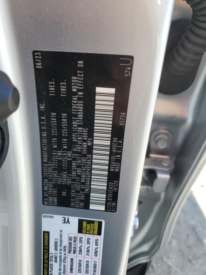 2023 TOYOTA COROLLA CROSS XLE VIN:7MUDAAAG0PV058638