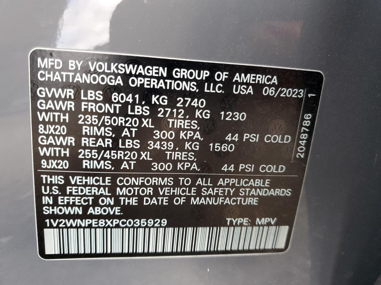 2023 VOLKSWAGEN ID.4 PRO S VIN:1V2WNPE8XPC035929