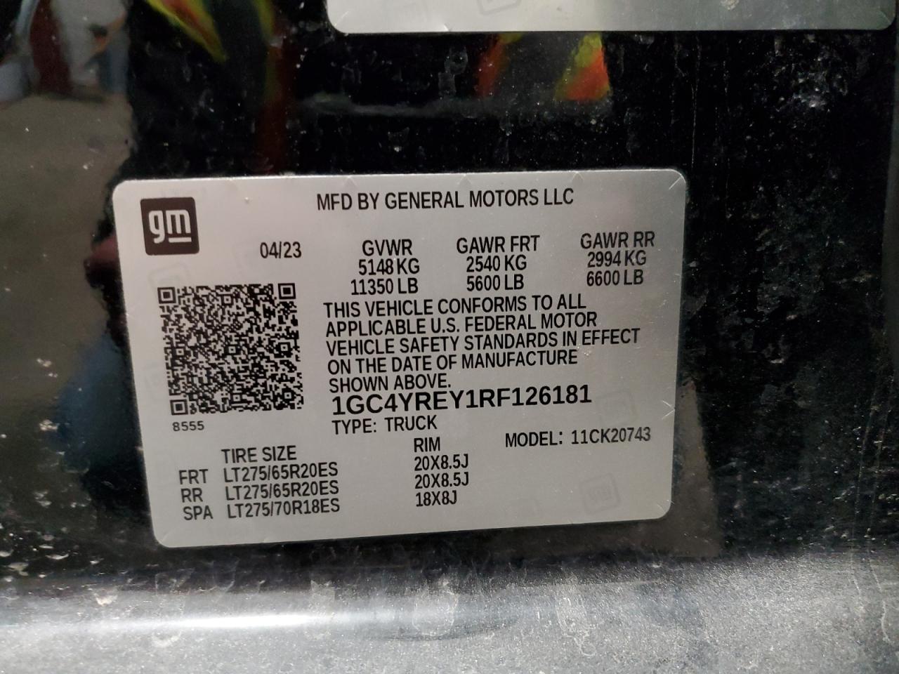 2024 CHEVROLET SILVERADO K2500 HIGH COUNTRY VIN:1GC4YREY1RF126181