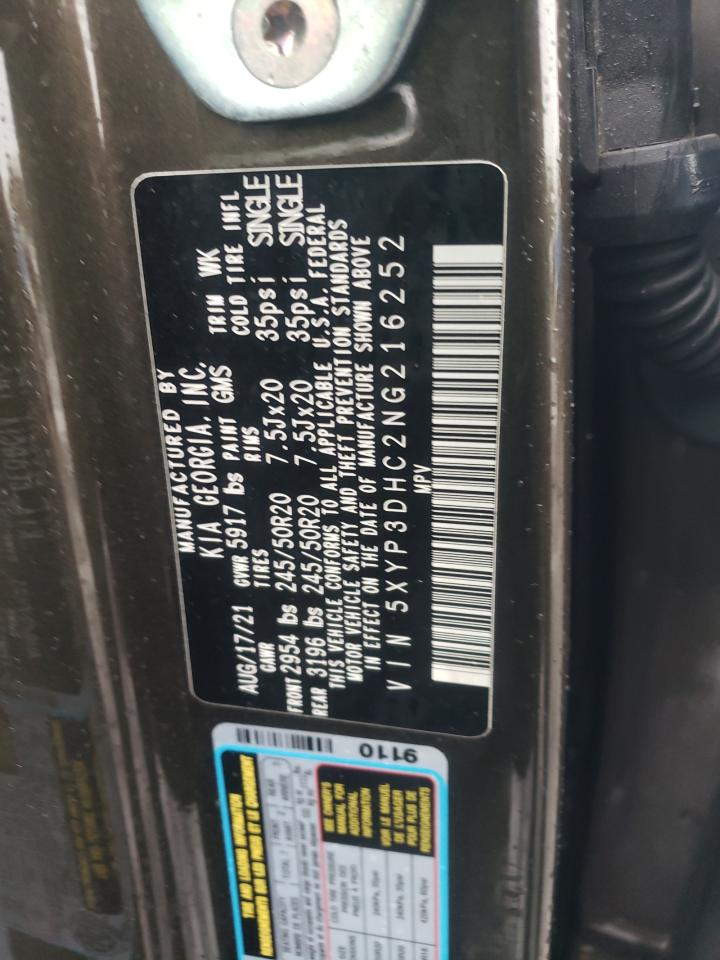 2022 KIA TELLURIDE EX VIN:5XYP3DHC2NG216252