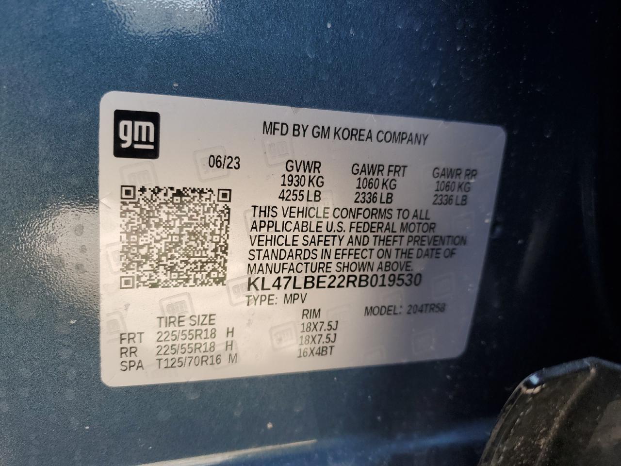 2024 BUICK ENVISTA SPORT TOURING VIN:KL47LBE22RB019530