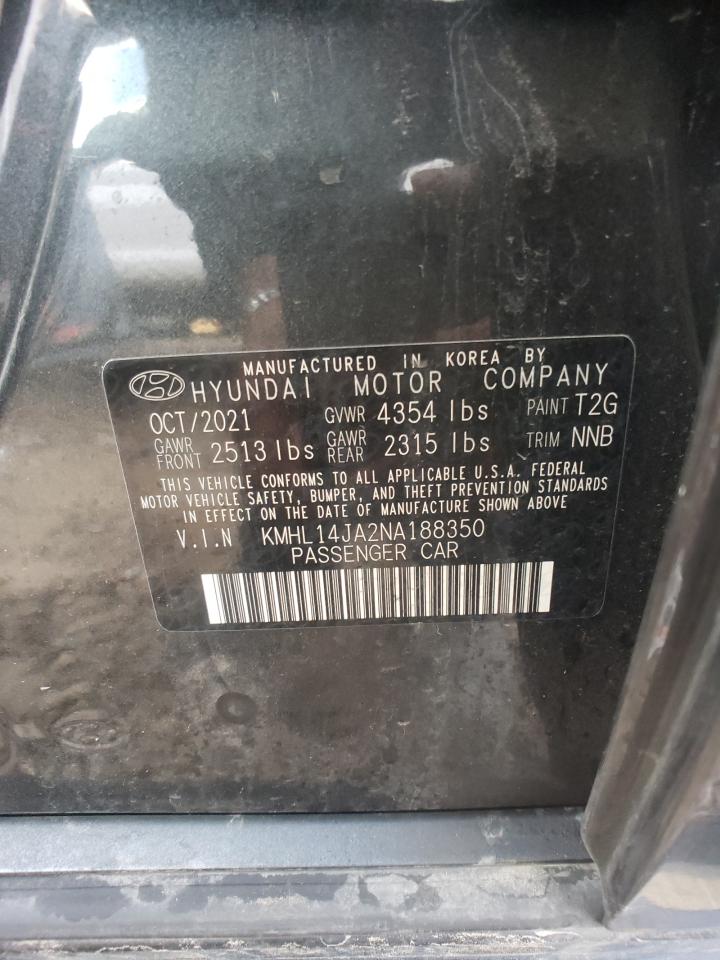 2022 HYUNDAI SONATA SEL VIN:KMHL14JA2NA188350