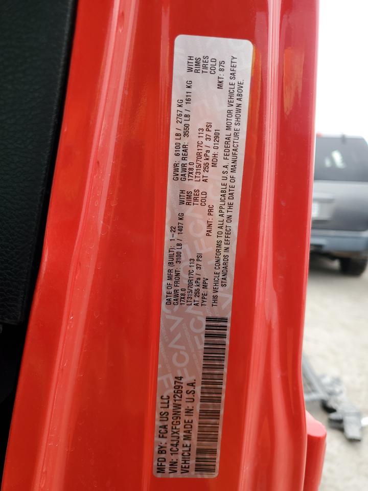 2022 JEEP WRANGLER UNLIMITED RUBICON VIN:1C4JJXFG9NW126974