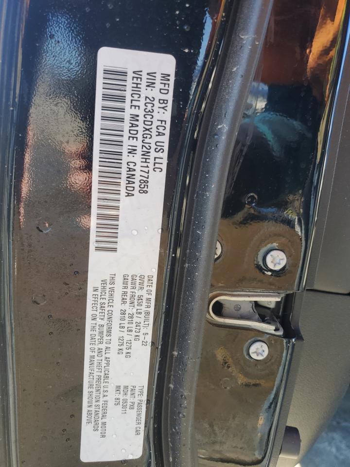 2022 DODGE CHARGER SCAT PACK VIN:2GNAXJEV5M6124991