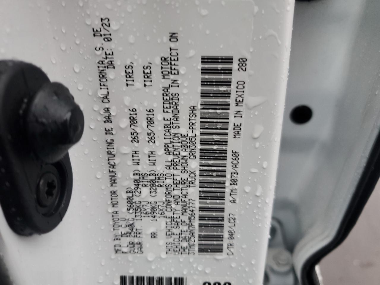 2023 TOYOTA TACOMA DOUBLE CAB VIN:3TMCZ5AN7PM564777