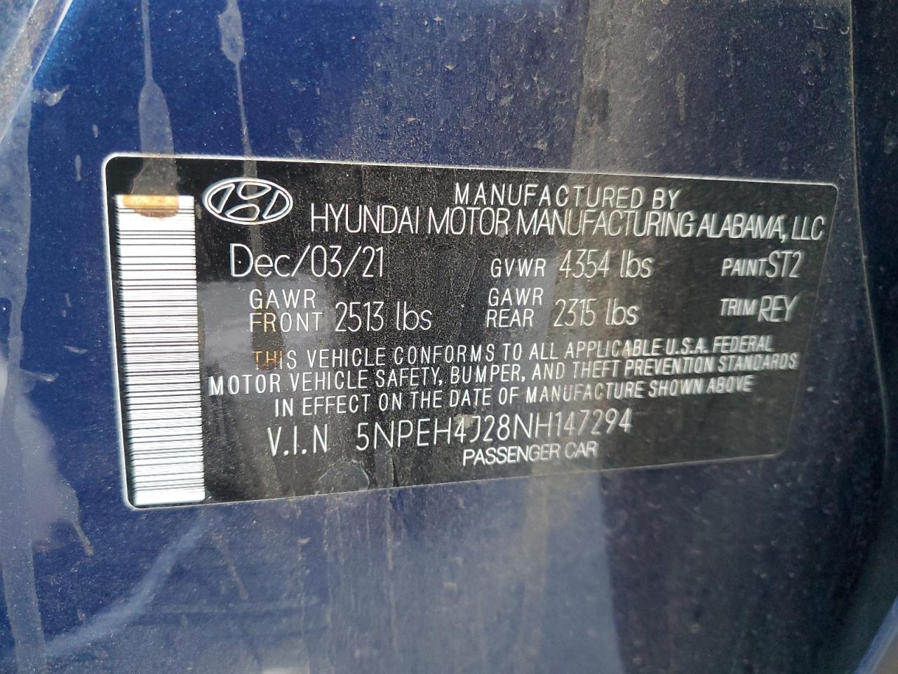 2022 HYUNDAI SONATA LIMITED VIN:5NPEH4J28NH147294