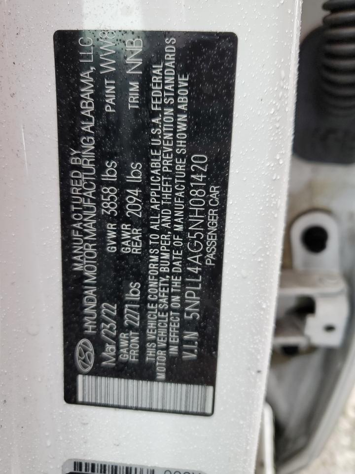 2022 HYUNDAI ELANTRA SE VIN:5NPLL4AG5NH081420