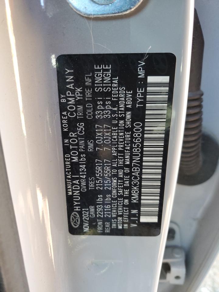 2022 HYUNDAI KONA SEL VIN:KM8K3CAB7NU856800