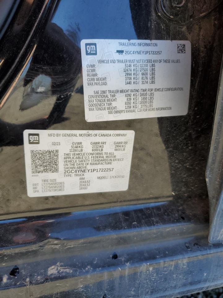 2023 CHEVROLET SILVERADO K2500 HEAVY DUTY LT VIN:2GC4YNEY1P1722257