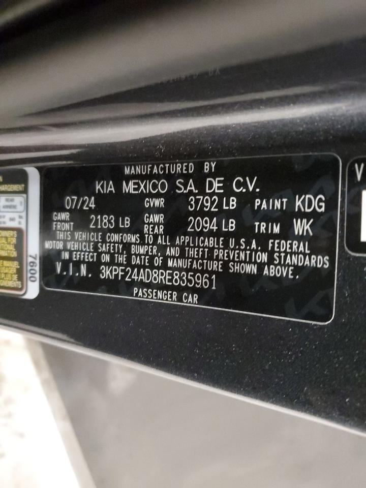 2024 KIA FORTE LX VIN:3KPF24AD8RE835961