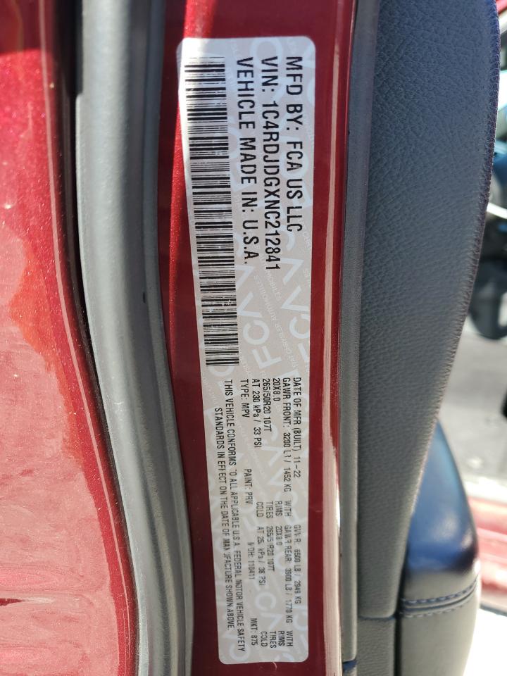 2022 DODGE DURANGO GT VIN:1C4RDJDGXNC212841