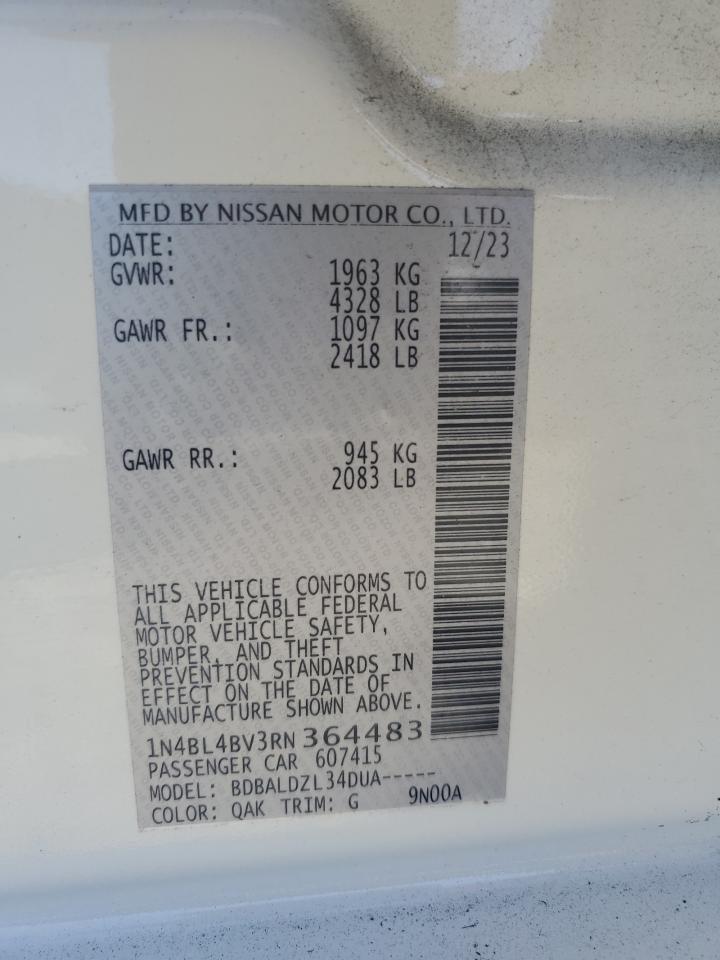 2024 NISSAN ALTIMA S VIN:1N4BL4BV3RN364483