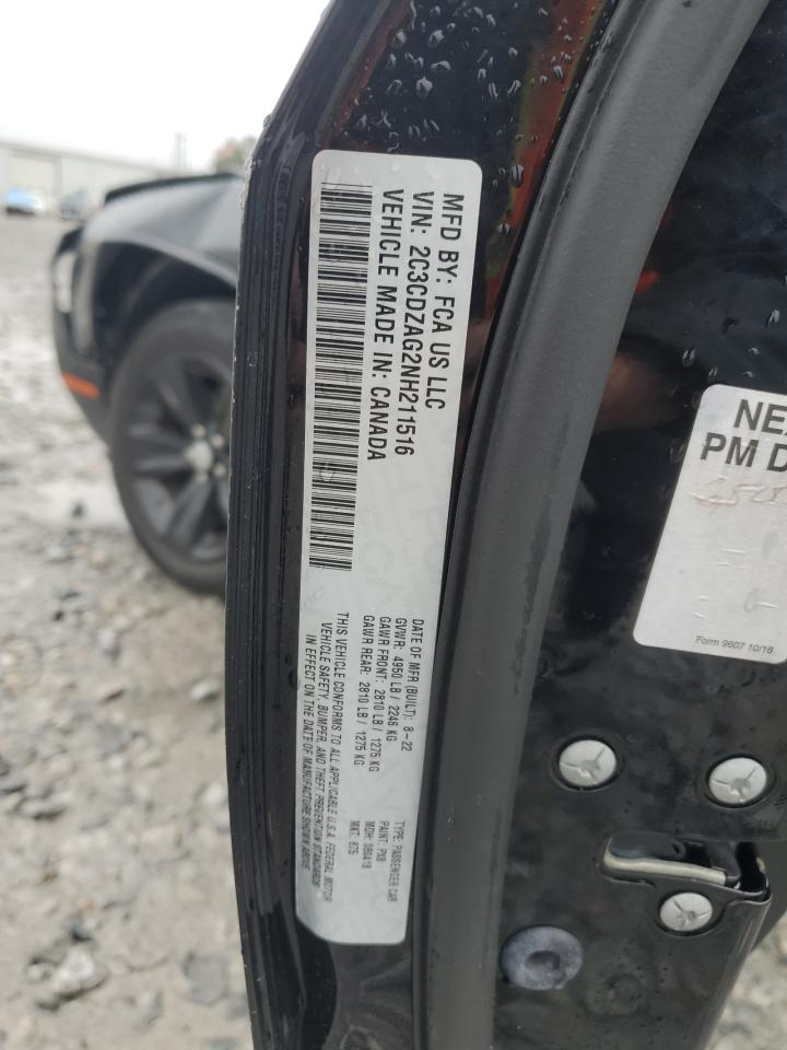 2022 DODGE CHALLENGER SXT VIN:2C3CDZAG2NH211516