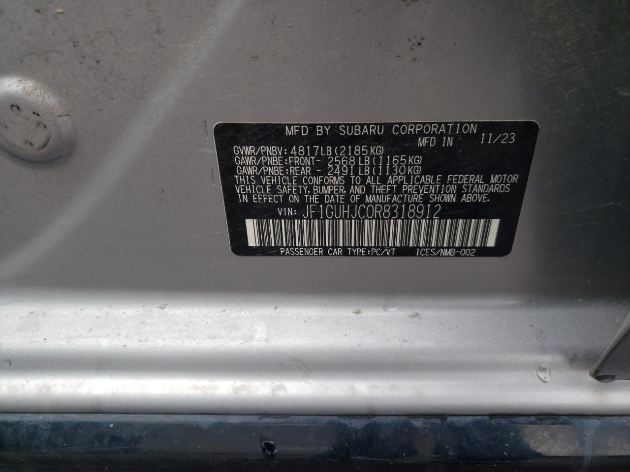 2024 SUBARU IMPREZA RS VIN:JF1GUHJC0R8318912