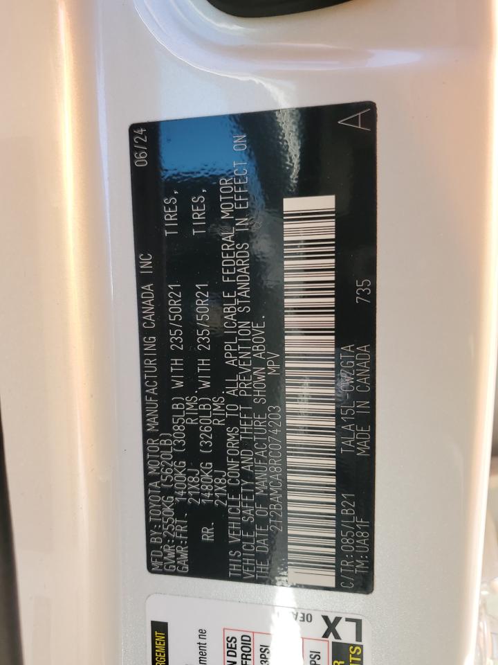 2024 LEXUS RX 350 BASE VIN:2T2BAMCA8RC074203