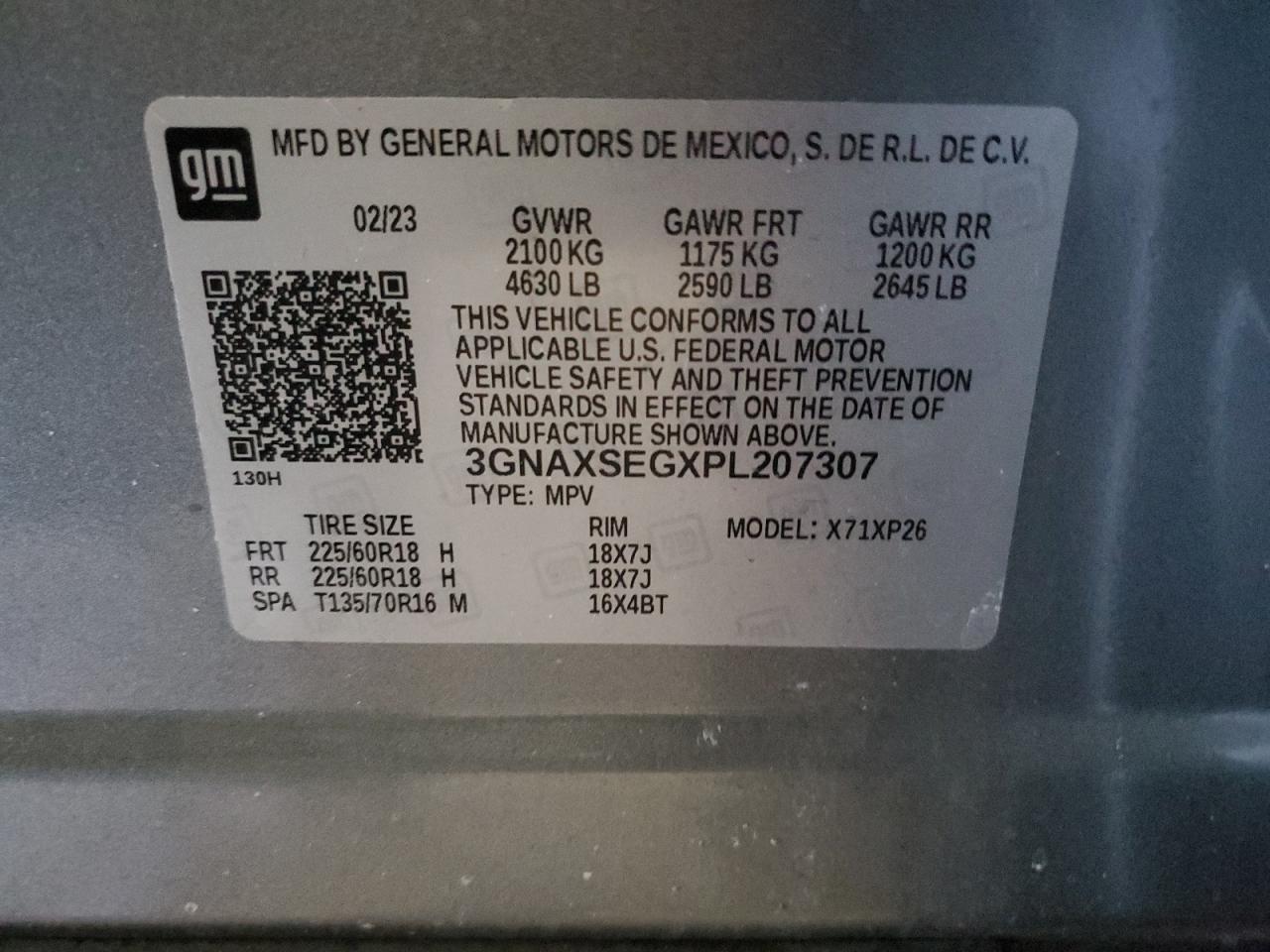 2023 CHEVROLET EQUINOX LS VIN:5TDXSKFC1RS138680